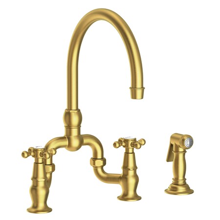 Newport Brass Kitchen Bridge Faucet With Side Spray in Satin Brass (Pvd) 9460-04